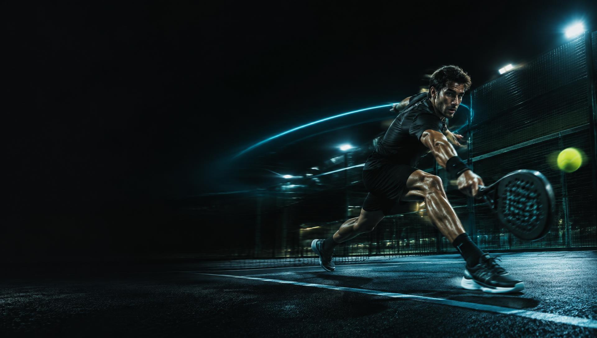 Athlete competing under stadium lights